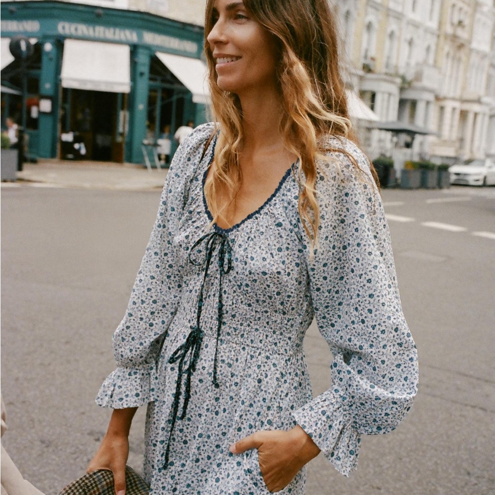 Christy Dawn Raquel dress- Blue and White Floral organic Cotton Dress